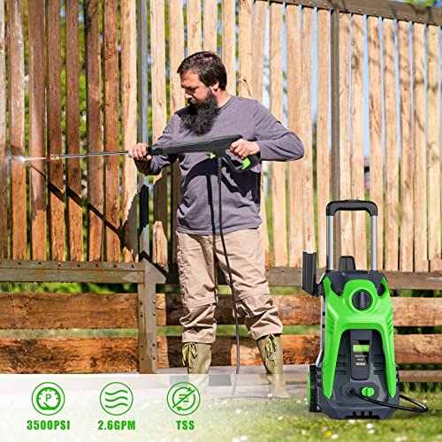 YANICHA 3500PSI Pressure Washer，2.,6GPM Portable Electric Power Washerwith 4 Nozzles Foam Cannon, Clean Cars, Home, Patio