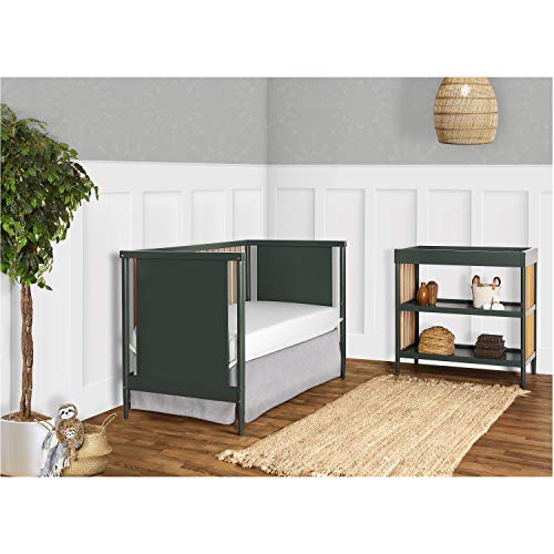 Dream On Me Clover 4-in-1 Modern Island Crib with Rounded Spindles I Convertible Crib I Mid- Century Meets Modern I Coordinates with The Clover Changing Table, Olive, 54.3x30.3x36.3 Inch (Pack of 1)