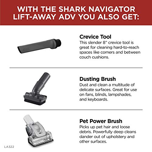 Shark LA322 Navigator Lift-Away ADV Corded Lightweight Upright Vacuum with Detachable Pod Pet Power Brush Crevice and Upholstery Tool, Black (Renewed)