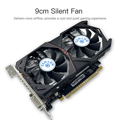 ZER-LON GeForce GTX 1050 Ti Graphics Card, 4GB 128-Bit GDDR5 PCI Express 3.0 x16, DVI-D/HDMI/DP Tri-Ports, G-Sync, GPU Boost, DirectX 12, Gaming Video Card, Desktop PC GPU with Dual Cooling Fans