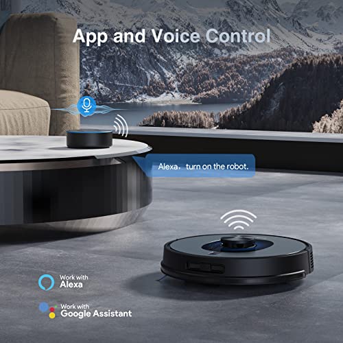 LiDAR Robot Vacuum and Mop Combo, Shellbot SL60 Robotic Vacuum Cleaner 5200mAh, 4000Pa Strong Suction, 3D Structured Light Obstacle Avoidance, 200 Mins+ Runtime, Works with Alexa, Google Assistant