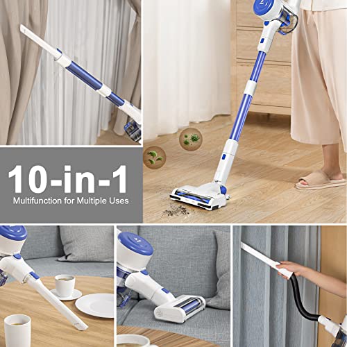 Cordless Vacuum Cleaner, Stick Vacuum Cleaner with 25Kpa Suction 2 Batteries for 70 Mins Runtime 10 in 1 Lightweight Rechargable Handheld Vacuum for Carpet Hardwood Floor Rug Pet Hair A200PRO