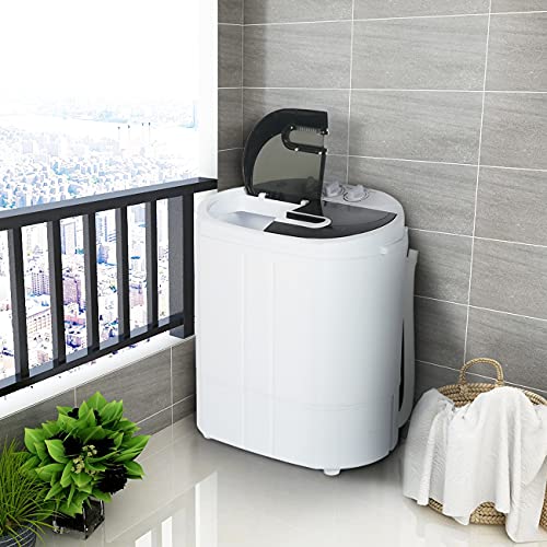 yhm Portable Clothes Washing Machines with Mini Twin Tub Electric Compact Mini Washer 10lbs Capacity For Camping, Apartments, Dorms, College Rooms, RV’s, Delicates and more (10 lb)
