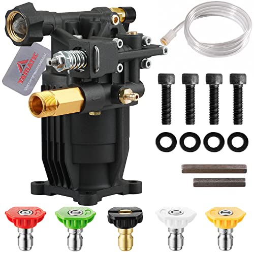 YAMATIC Horizontal Pressure Washer Pump 3/4" Shaft - Max 3300 PSI @ 2.5 GPM - Universal Pump and Original Engineering for Most Brand gas engine power washer