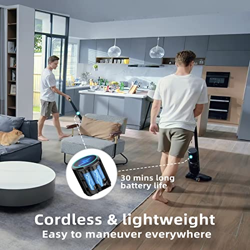TICWELL Cordless Wet Dry Vacuum Cleaner, Lightweight Floors Vacuum Cleaner and Mop, One-Step Cleaning for Hard Floors, Great for Sticky Messes and Pet Hair, 30 Minutes Long Battery Life, Black