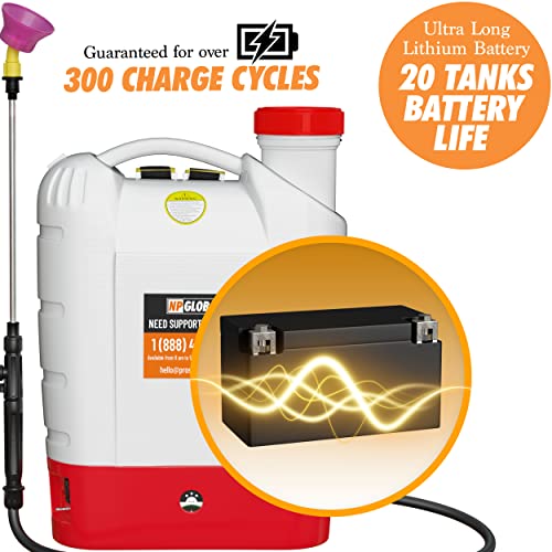 4.2 Gallon Battery Powered Backpack Sprayer - 8 Nozzles, 240ml Measuring Bottle, 100PSI Cutoff Pressure, Long Battery Life, Wide Mouth, High-Pressure Spray Hose, Trigger Lock, Pressure Knob Controller