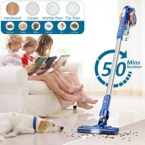 Cordless Vacuum Cleaner, ORFELD 24000Pa Powerful Stick Vacuum, 50 Mins Runtime, 6 in 1 Lightweight Hardwood Floor Vacuum for Home Carpet Pet Hair