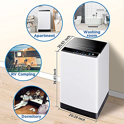Helohome Portable Washing Machine, Full-Automatic Compact Washer with Wheels, 1.6 cu. ft, 11 lbs capacity with 6 Wash Programs Washer, Spin dry with Drain Pump, For Apartment, Dorm, RV, Camping.
