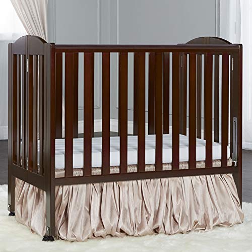 Dream On Me 2 in 1 Portable Folding Stationary Side Crib in Espresso, Greenguard Gold Certified 40x26x38 Inch (Pack of 1)
