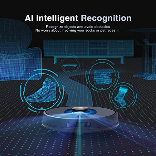LiDAR Robot Vacuum and Mop Combo, Shellbot SL60 Robotic Vacuum Cleaner 5200mAh, 4000Pa Strong Suction, 3D Structured Light Obstacle Avoidance, 200 Mins+ Runtime, Works with Alexa, Google Assistant