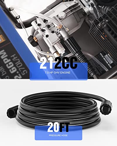 Gas Pressure Washer, ENGiNDOT 3400 PSI / 2.6 GPM Outdoor Power Equipment with 212CC 7.0 OHV Engine, Pressure Washer Includes Soap Tank, 5 QC Nozzles - GPW3400