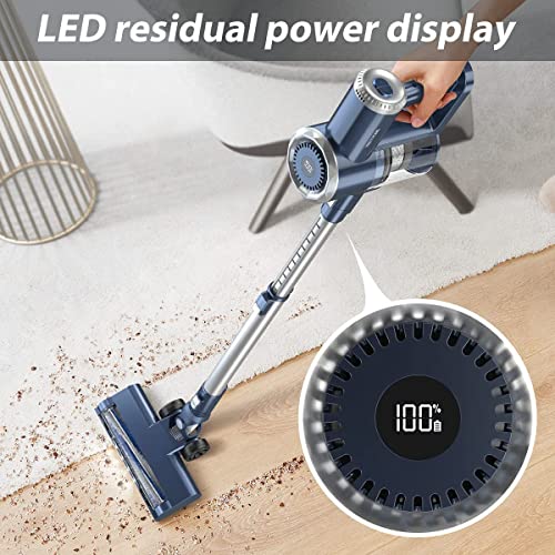 PRETTYCARE Cordless Vacuum Cleaner with LED Display, 20000Pa Stick Vacuum 4 in 1, Lightweight, Up to 35 Mins Runtime, for Hardwood Floor, Pet Hair, Perfect Cordless Stick Vacuum for Your Family, W200