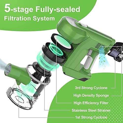 Cordless Vacuum Cleaner with LED Dsiplay, Up to 50min Runtime, 265W 25Kpa Suction Stick Vacuum, 2400mAh Rechargeable Battery Vacuum, 6 in 1 Lightweight Vacuum for Pet Hair Carpet Hard Floor