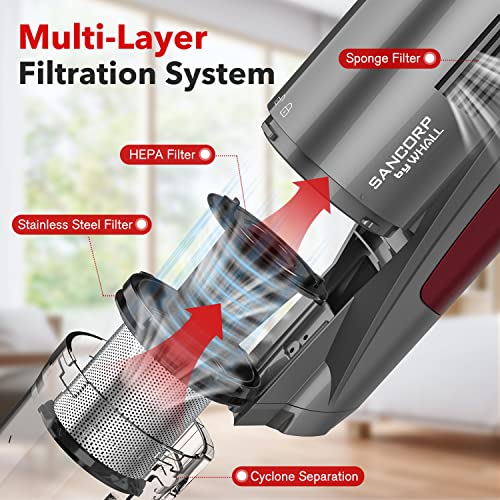 Cordless Vacuum Cleaner,whall 25kPa Suction 4 in 1 Foldable Cordless Stick Vacuum Cleaner,280W Brushless Motor 55 Mins Runtime,Lightweight Handheld Vacuum for Home Hard Floor Carpet Pet Hair