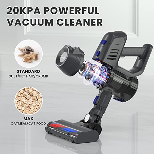 LACIDOLL Cordless Vacuum Cleaner 20kpa Lightweight Wet Dry Stick Vacuum Cleaner for Hard Floor Car Bagless Upright Vacuum Cleaner for Pet Hair with Detachable Battery Blue