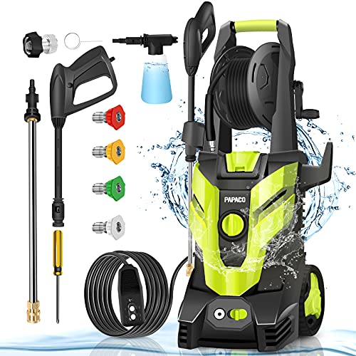 Papaco Electric Pressure Washer Max 3600 PSI 2.4 GPM, 1800W Electric Water Pressure Washer Professional Car Washer Cleaner Machine with Brass Hose Connector for Home Car