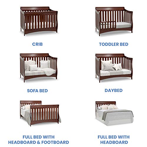 Delta Children Bentley S Series Deluxe 6-in-1 Convertible Crib, Black Cherry Espresso