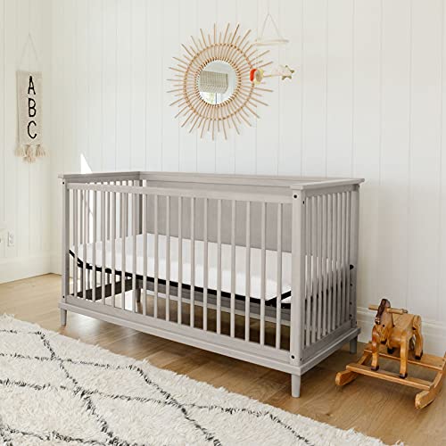 Storkcraft Timeless 5-in-1 Convertible Crib with Bonus - Transforms into Playhouse - Converts to Toddler Bed, Full-Size Bed Mattress Not Included, Brushed Fog
