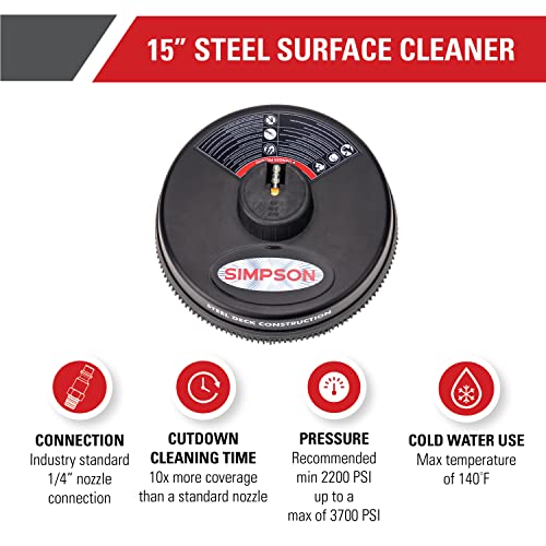 Simpson Cleaning MSH3125 MegaShot Gas Pressure Washer Powered by Honda GC190, 3200 PSI at 2.5 GPM, Black & 80165, Rated Up to 3700 PSI Universal 15" Steel Surface Scrubber, Plain