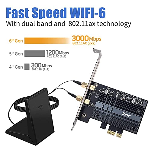fenvi WiFi 6 AX200NGW PCI-E WiFi Adapter Card PCIe Wi-Fi 6 802.11ax Card PC Internet Network Wireless PCI Card Next-Gen MU-MIMO 2x2 2.4GHz 5GHz BT 5.1 3000Mbps 11AX Miracast vPro AX200 OFDMA WiFi nic