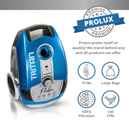 Prolux Tritan Bagged Canister Vacuum with HEPA Filtration and Complete Home Care Tool Kit