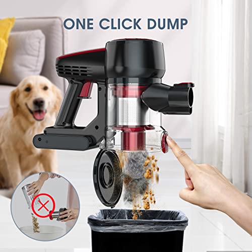 Cordless Vacuum Cleaner, 250W Stick Vacuum Cleaner with 30KPA Powerful Suction, Lightweight Handheld Vacuum LED Display for Carpet and Floor, Pet Hair (Hero 8)