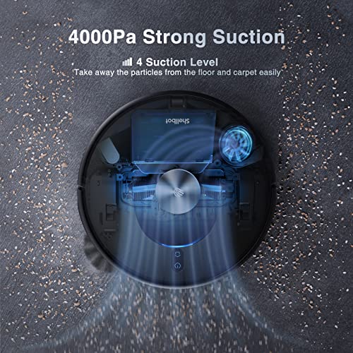 LiDAR Robot Vacuum and Mop Combo, Shellbot SL60 Robotic Vacuum Cleaner 5200mAh, 4000Pa Strong Suction, 3D Structured Light Obstacle Avoidance, 200 Mins+ Runtime, Works with Alexa, Google Assistant