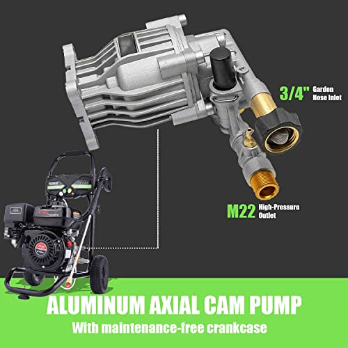 TEANDE Gas Pressure Washer 3200PSI 2.6 GPM Power Washer 7.0HP Commercial Heavy-Duty Washing Machine with 25ft Hose & 5 Nozzles, Black