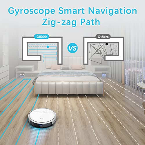 Robot Vacuum and Mop, Tikom G8000 Robot Vacuum Cleaner, 2700Pa Strong Suction, Self-Charging, Good for Pet Hair, Hard Floors, White