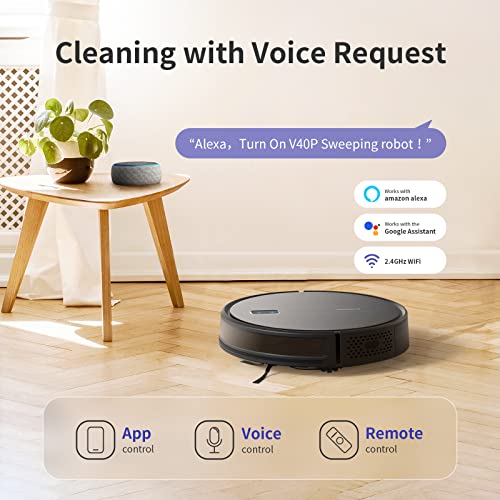SYSPERL Robot Vacuum Cleaner,2600Pa Strong Suction Power Robotic Vacuums,Works with Alexa Remote WiFi App,Self-Charge Robotic Vacuum Cleaner,Robot Vacuum for Pet Hair,Medium-Pile Carpet, Hard Floor