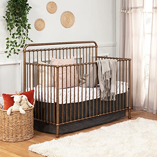 Million Dollar Baby Classic Winston 4-in-1 Convertible Metal Crib in Vintage Gold, Greenguard Gold Certified