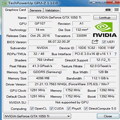 SAPLOS GeForce GTX 1050 Ti Graphics Card,4GB,GDDR5,128 Bit, DP/HDMI/DVI-D,Computer GPU,Desktop Video Card for PC Gaming,8K@60Hz Output,Dual Fans,DirectX 12