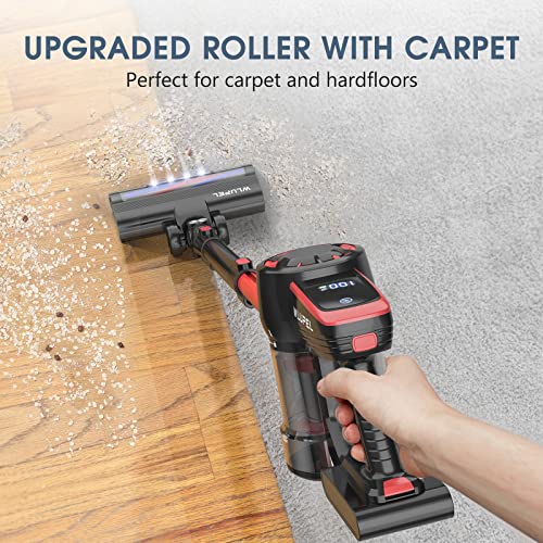 Cordless Vacuum Cleaner, 250W Stick Vacuum Cleaner with 30KPA Powerful Suction, Lightweight Handheld Vacuum LED Display for Carpet and Floor, Pet Hair (Hero 8)