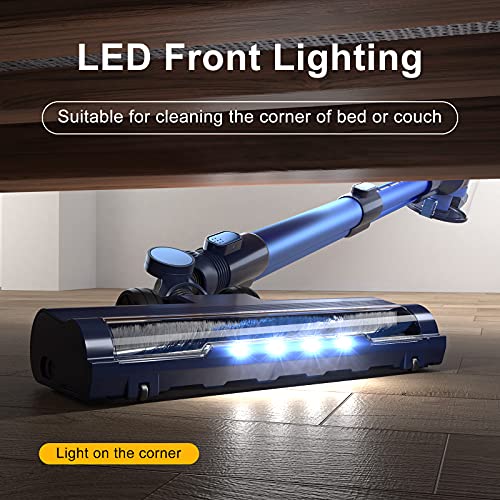 PRETTYCARE Cordless Vacuum Cleaner with LED Touch Display, 4 in 1 Stick Vacuum 35 Mins Runtime & Ultra-Quiet & Detachable Battery Lightweight Vacuum for Home Hardwood Floor Carpet Pet Cleaning W300