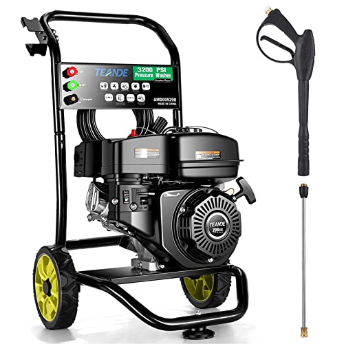 Gas Pressure Washer TEANDE TE4000 2.6GPM Power Washer 209 CC Gas Powered Pressure Washer with 24 ft High Pressure Hose, 4 Adjustable Nozzles