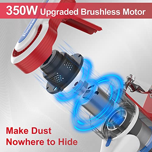 Cordless Vacuum Cleaner, 26Kpa 350W Powerful Cordless Stick Vacuum, POWEART Self-Standing 6-in-1 Rechargeable Battery Vacuum, Lightweight Vacuum Cleaner for Pet Hair Hardwood Floor Carpet Car Home-V80
