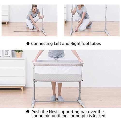 Baby Bassinet,RONBEI Bedside Sleeper Baby Bed Cribs,Baby Bed to Bed, Newborn Baby Crib,Adjustable Portable Bed for Infant/Baby Boy/Baby Girl (Bassinet)