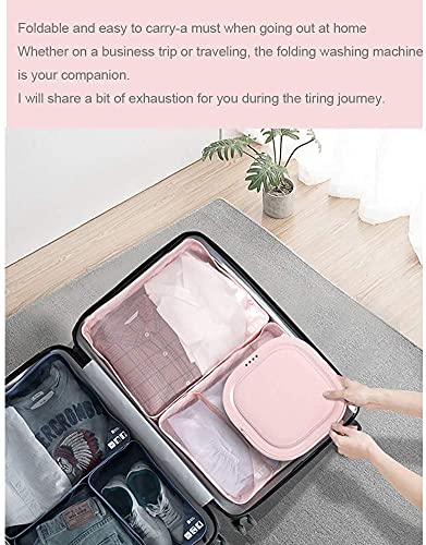 MUMUJJ Portable Mini Folding Clothes Washing Machine, Washing Bucket Automatic Laundry, Home Travel Self-Driving Tour Underwear Collapsible Washer (Color : Pink)
