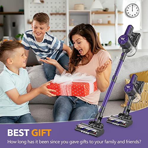 Cordless Vacuum, Stick Vacuum Cleaner with 80000 RPM High-Speed Brushless Motor, 250W Brushless Motor Stick Vacuum, 4 in 1 Lightweight Handheld Vacuum for Hardwood Floor Pet Hair