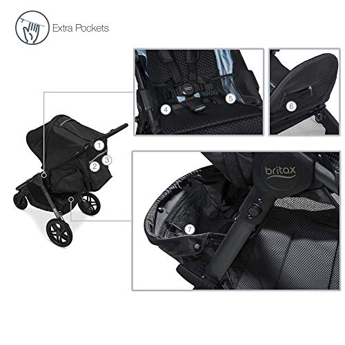 Britax B-Free Stroller | All Terrain Tires + Adjustable Handlebar + Extra Storage with Front Access + One Hand, Easy Fold, Pewter
