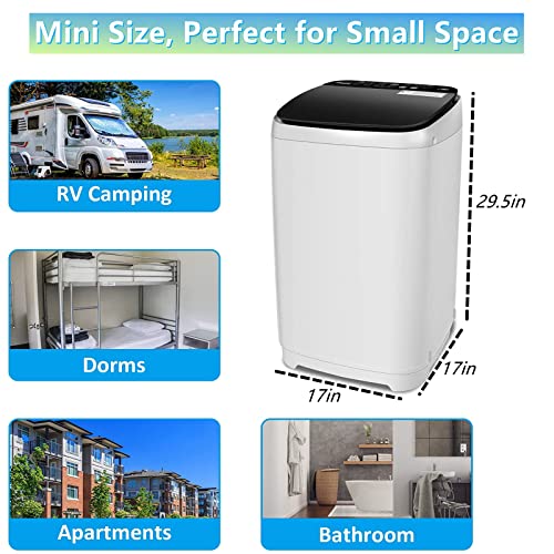 Tinfancy Portable Washer and Dryer Combo - 15.5 LBs 1.7 Cu.ft Compact Washing Machine and Dryer, 2-in-1 Automatic Small Laundry Appliances with Drain Pump for Apartment RV Dorm, 10 Programs 8 Water Level