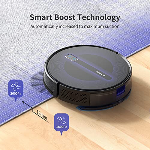 SYSPERL 2-in-1 Robot Vacuum and Mop, Self-Charging Robotic Vacuum Cleaner, 2600Pa Vacuum Robot Daily Schedule, Ideal for Pet Hair, Hardwood Floor and Carpets, Compatible with Boundary Strips V41P
