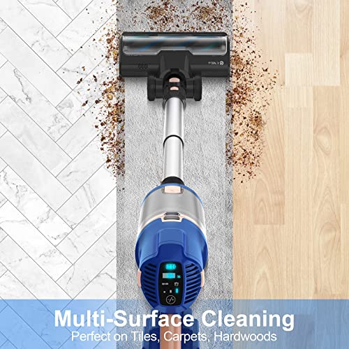 UMLo Cordless Vacuum Cleaner with LED Dsiplay, Up to 60min Runtime, 265W 25Kpa Suction Stick Vacuum, 4000mAh Rechargeable Battery Vacuum, 8 in 1 Lightweight Vacuum for Pet Hair Carpet Hard Floor,V111