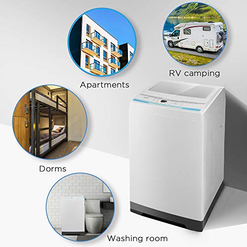 COMFEE’ 1.6 Cu.ft Portable Washing Machine, 11lbs Capacity Fully Automatic Compact Washer with Wheels, 6 Wash Programs Laundry Washer with Drain Pump, Ideal for Apartments, RV, Camping, Ivory White