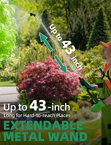 KIMO 4 Gallon Garden Sprayer, 72PSI Backpack Sprayer, 20V 2.0Ah Battery Powered Sprayer w/ 6 Nozzles & Metal Wand, No Manual Pump Electric Sprayer, Sprayers in Lawn and Garden for Weeding, Cleaning