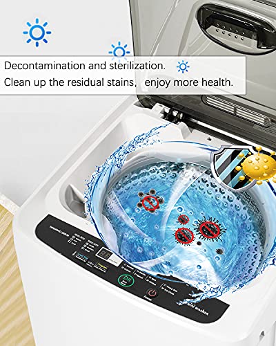 Portable Washing Machine Compact Mini Washer 1.54 cu.ft Fully Automatic Laundry Washer Spin Dryer 8 Programs Selections with LED Display 12 Lbs Capacity Ideal for Dorms, Apartments, RVs