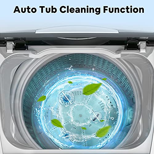 Full Automatic Washing Machine 1.8 Cuft, LifePlus Portable Washer 12lbs Capacity with Drain Pump, Faucet Adaptor, 8 Wash Programs Compact Laundry Washer and Spin Dryer for Apartments RV Dorms