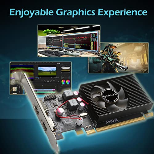 SAPLOS Radeon HD 6570 Graphics Card,Dual HDMI,1GB,GDDR3,64-Bits,PCI-Express 2.0 X16, Low Profile Computer GPU,Desktop Video Card for PC Gaming,DirectX 11