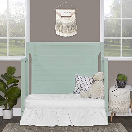 Dream On Me Bellport 4 in 1 Convertible Mini/Portable Crib I Mini Baby Crib I Includes 1.5 Mattress, Light Seafoam Green