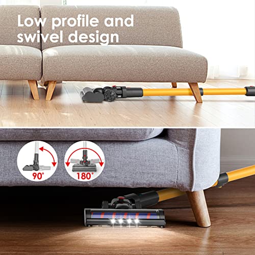 Ezetek Cordless Stick Vacuum with Dual Brushroll, Stick Vacuum Cleaner Cordless 57wh & 45 Mins Runtime, Lightweight Wireless Vacuum with Extended Hose for Hard-to-Reach Cleaning